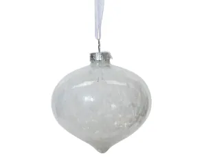 Decoris 8cm Glass Onion with Enamel Pearls Bauble