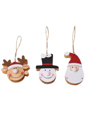 Glowing Wooden Christmas Decoration Sets for decorating Christmas Tree, Pack of 3